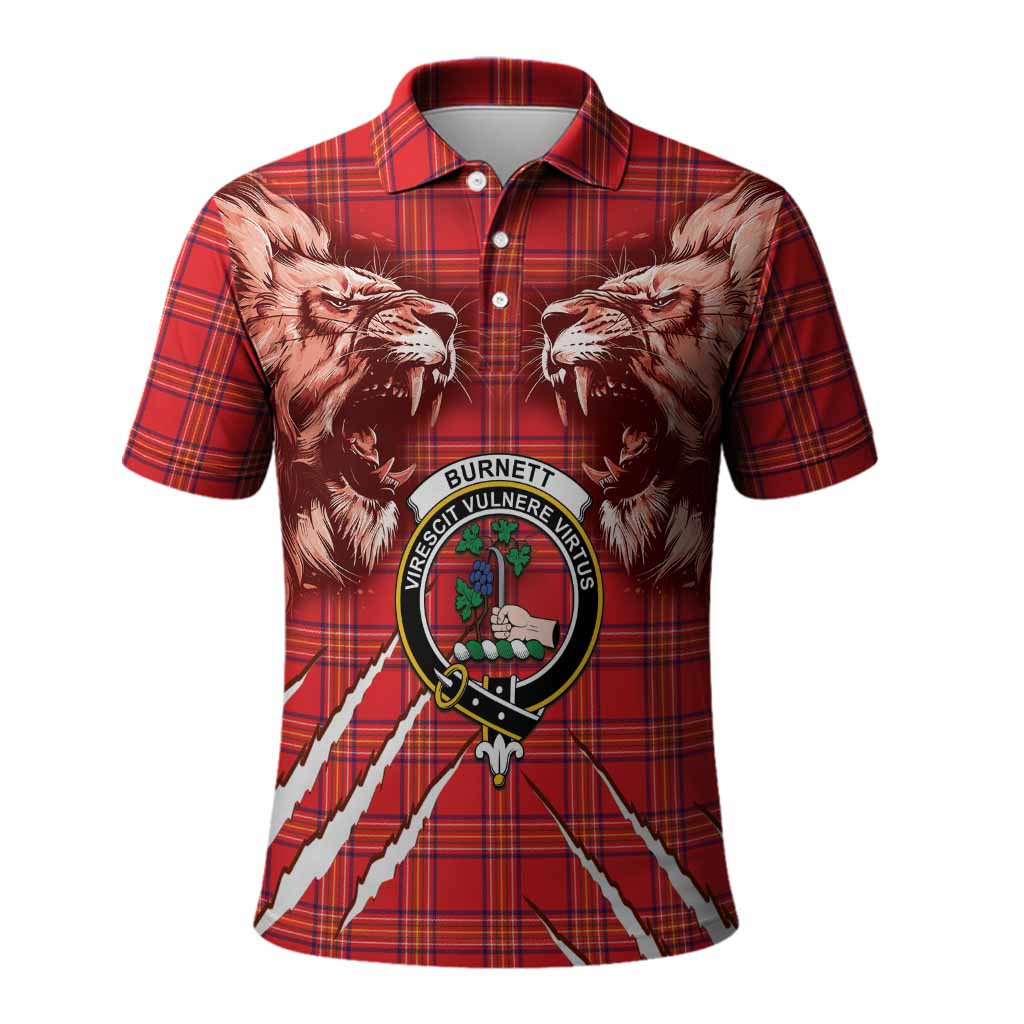 Burnett Tartan Crest Polo Shirt Ferocious Lion Style