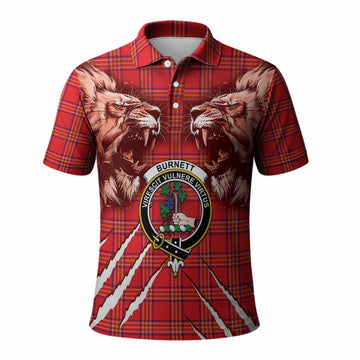 Burnett Tartan Crest Polo Shirt Ferocious Lion Style