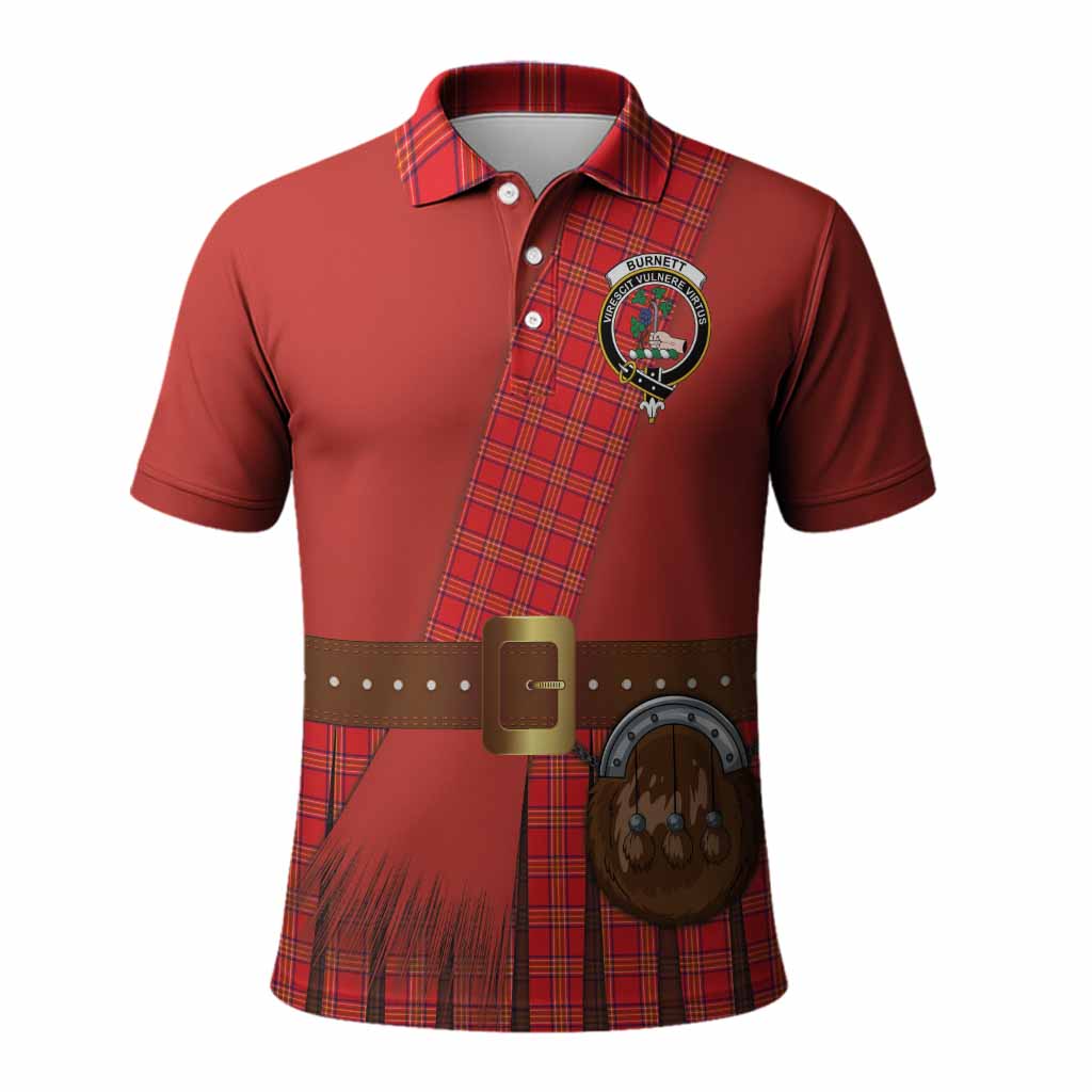 Burnett Tartan Crest Polo Shirt Kilt Costume Style