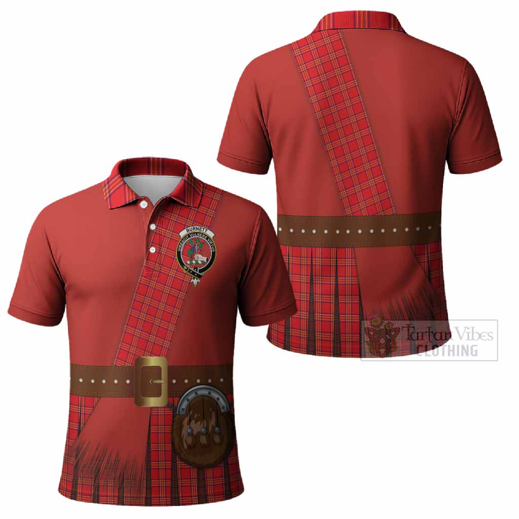 Burnett Tartan Crest Polo Shirt Kilt Costume Style