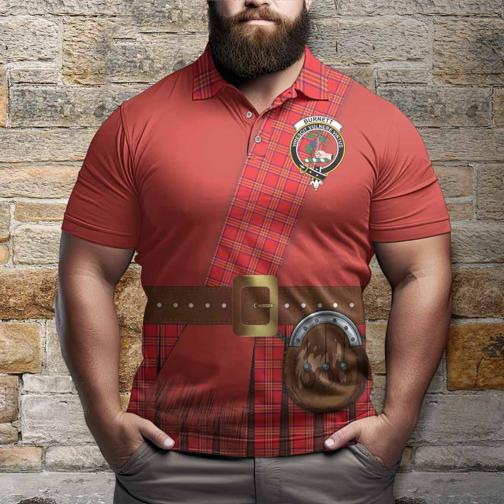 Burnett Tartan Crest Polo Shirt Kilt Costume Style
