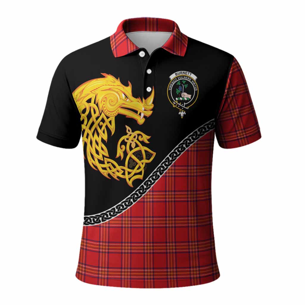 Burnett Tartan Crest Polo Shirt Legendary Dragon Knot Half Style