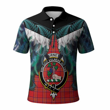 Burnett Tartan Crest Polo Shirt New Zealand Maori Korowai Cloak