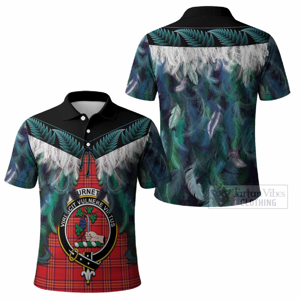 Burnett Tartan Crest Polo Shirt New Zealand Maori Korowai Cloak