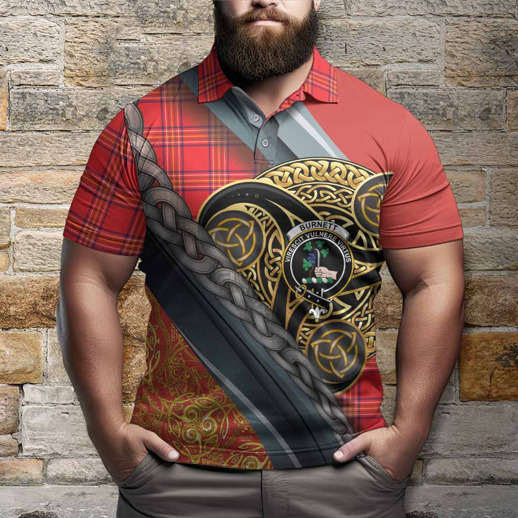 Burnett Tartan Crest Polo Shirt Scottish Triskele Celtic