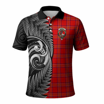 Burnett Tartan Crest Polo Shirt With New Zealand Silver Fern Maori Koru