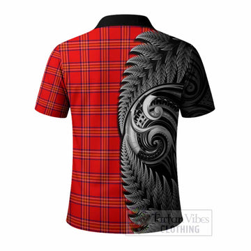 Burnett Tartan Crest Polo Shirt With New Zealand Silver Fern Maori Koru
