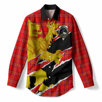 Burnett Tartan Crest Scottish Women Casual Shirt Heraldic Golden Lion