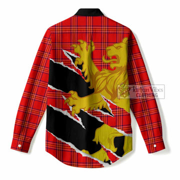 Burnett Tartan Crest Scottish Women Casual Shirt Heraldic Golden Lion