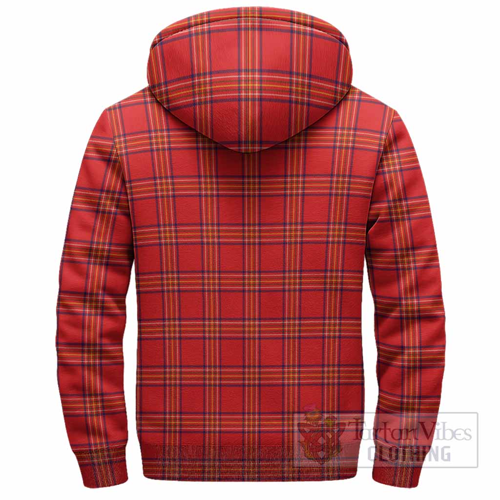Burnett Tartan Crest Sherpa Hoodie Ferocious Lion Style