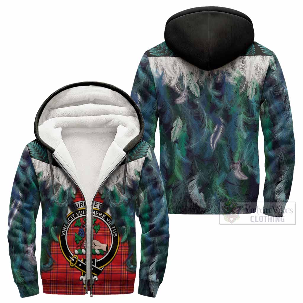 Burnett Tartan Crest Sherpa Hoodie New Zealand Maori Korowai Cloak