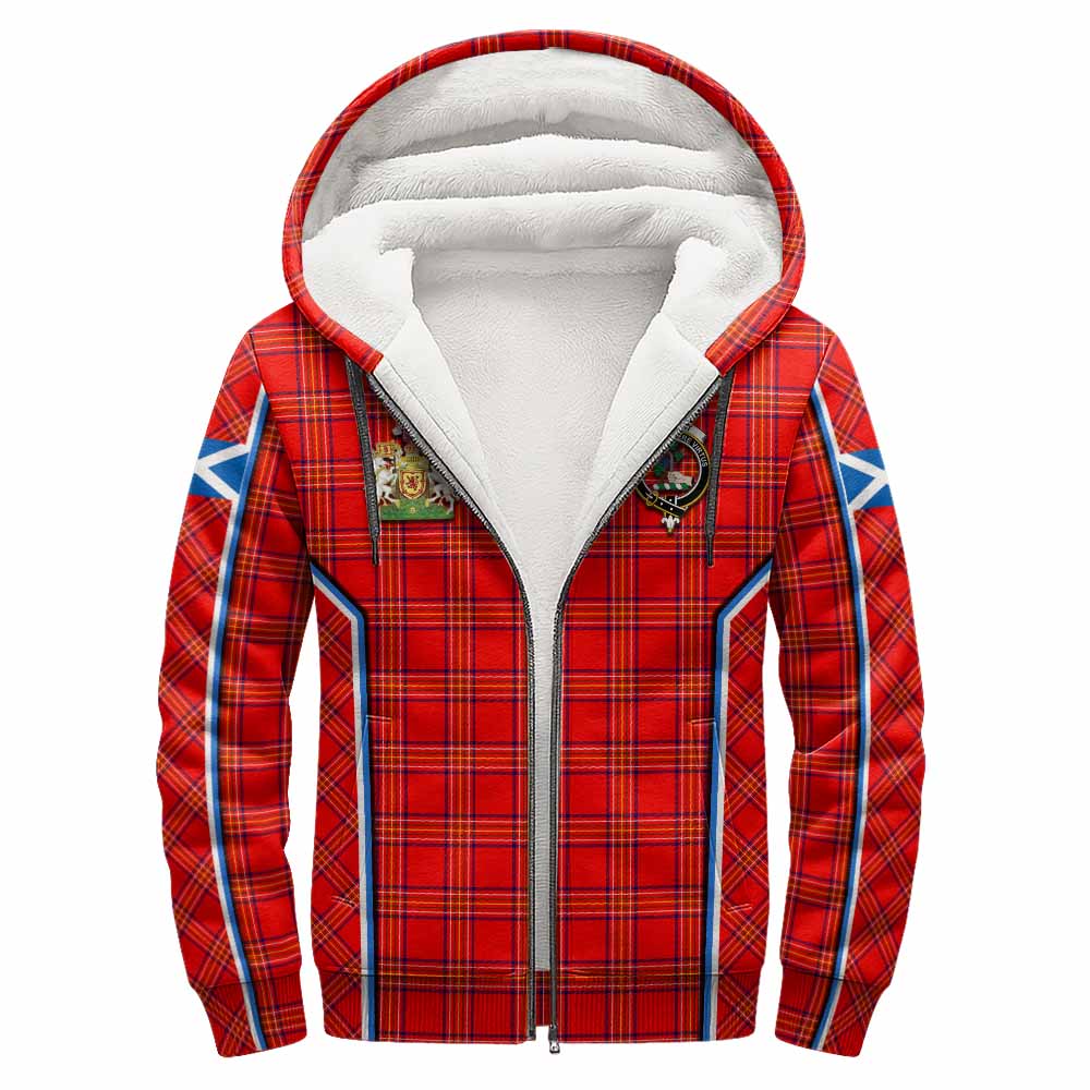 Burnett Tartan Crest Sherpa Hoodie Scotland Coat of Arm Flag Style - Tartan Vibes Clothing