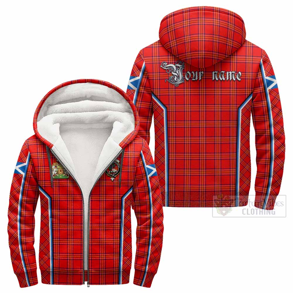 Burnett Tartan Crest Sherpa Hoodie Scotland Coat of Arm Flag Style - Tartan Vibes Clothing