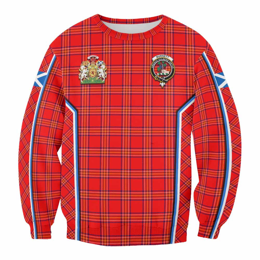 Burnett Tartan Crest Sweatshirt Scotland Coat of Arm Flag Style - Tartan Vibes Clothing