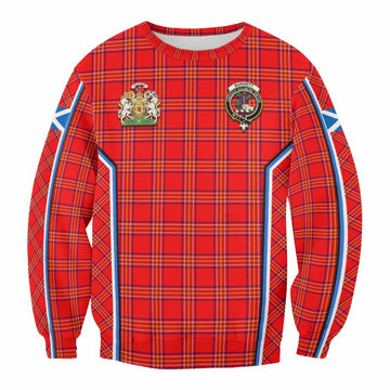 Burnett Tartan Crest Sweatshirt Scotland Coat of Arm Flag Style