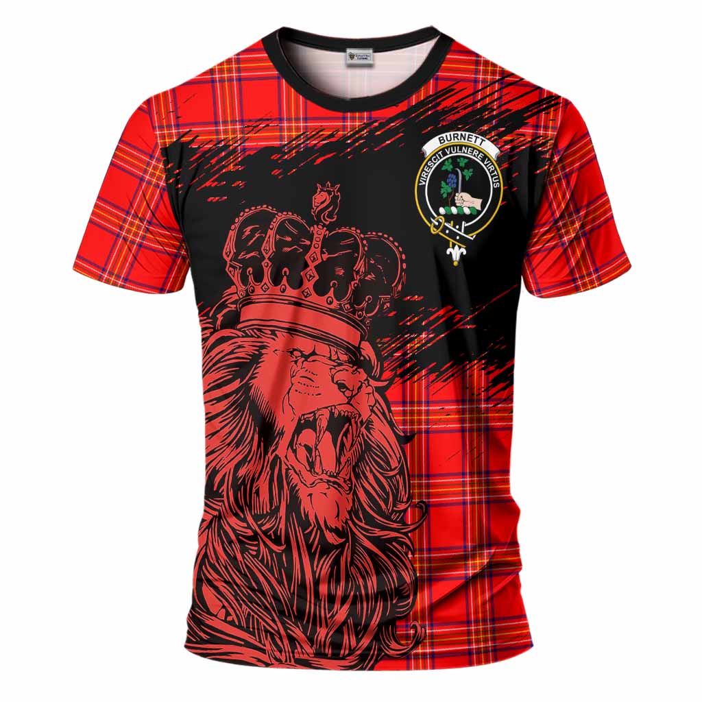 Burnett Tartan Crest T-Shirt Crowned Lion Heritage Style