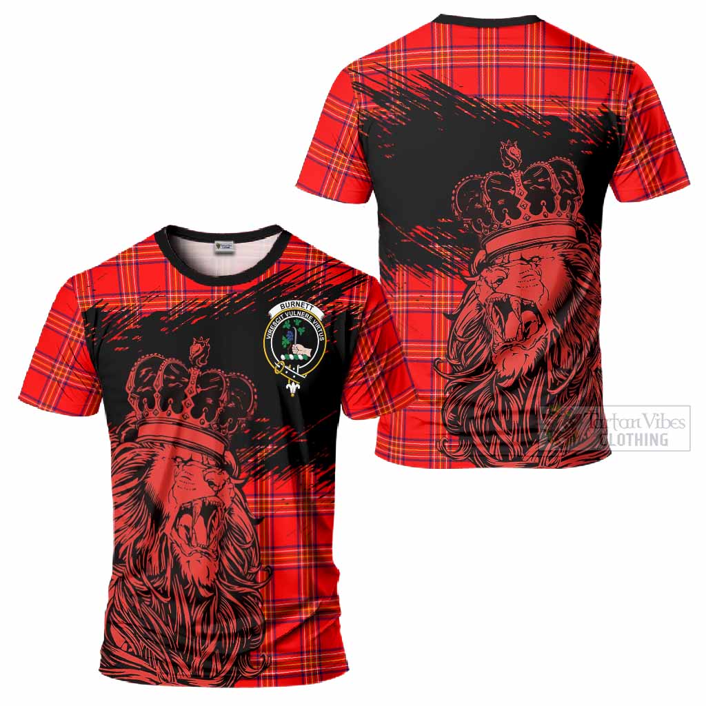 Burnett Tartan Crest T-Shirt Crowned Lion Heritage Style