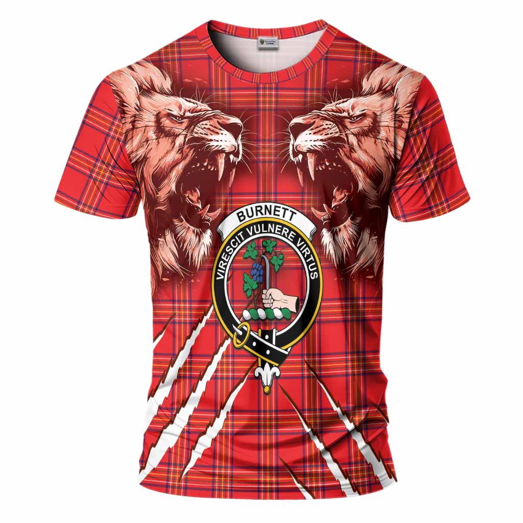 Burnett Tartan Crest T-Shirt Ferocious Lion Style