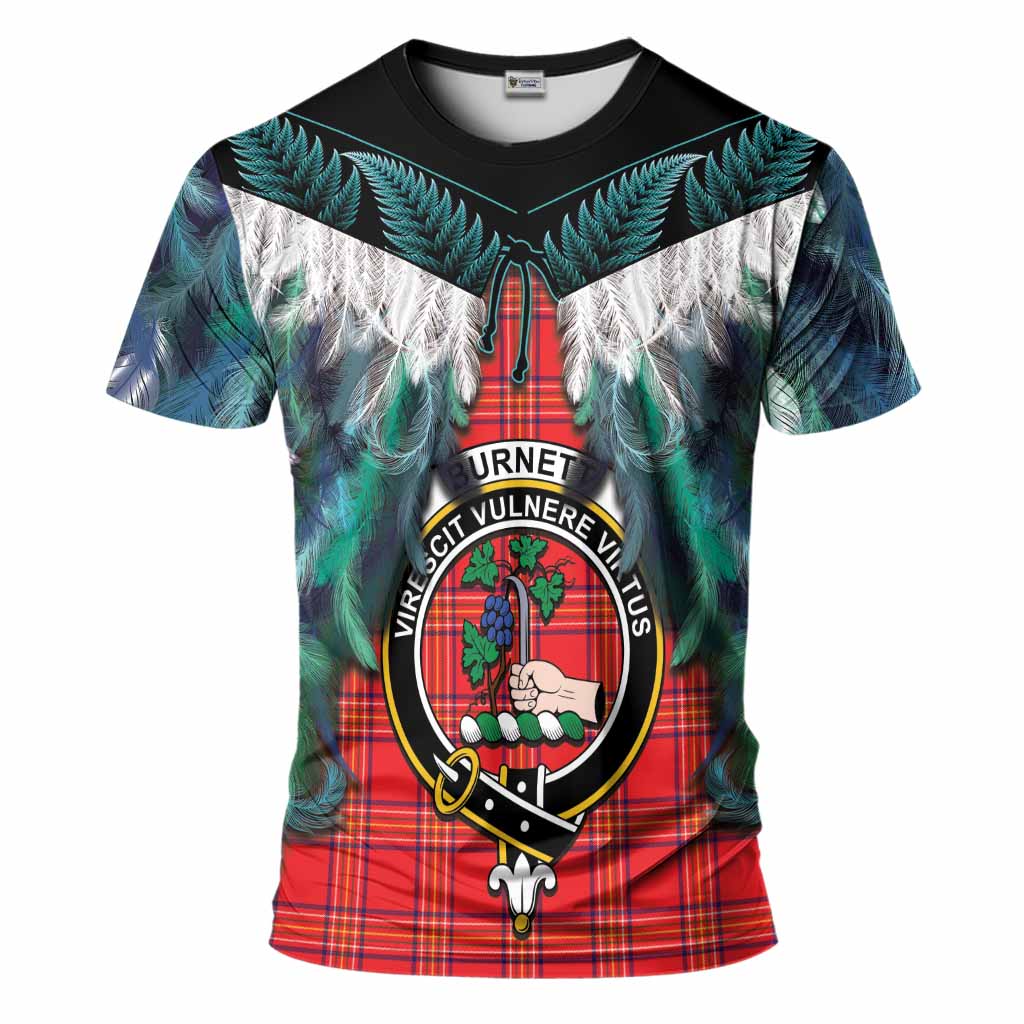 Burnett Tartan Crest T-Shirt New Zealand Maori Korowai Cloak