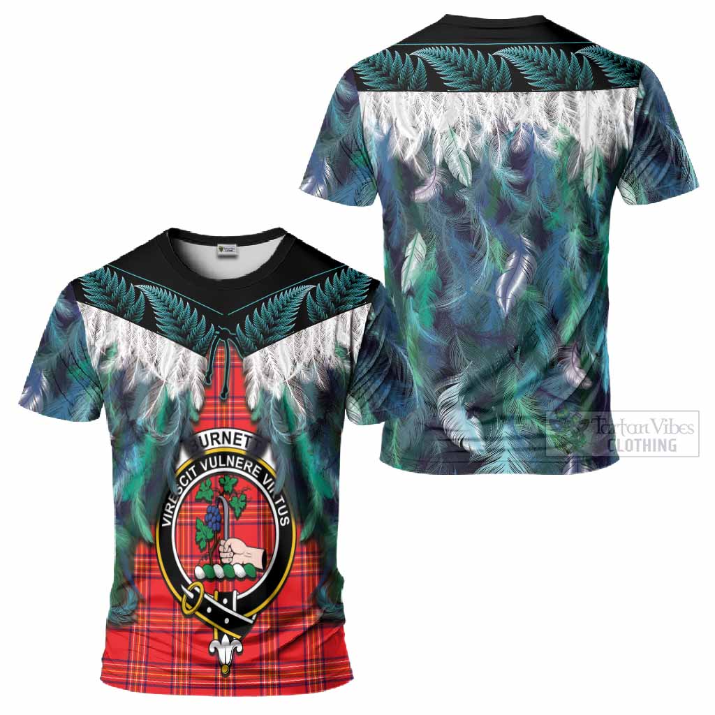 Burnett Tartan Crest T-Shirt New Zealand Maori Korowai Cloak
