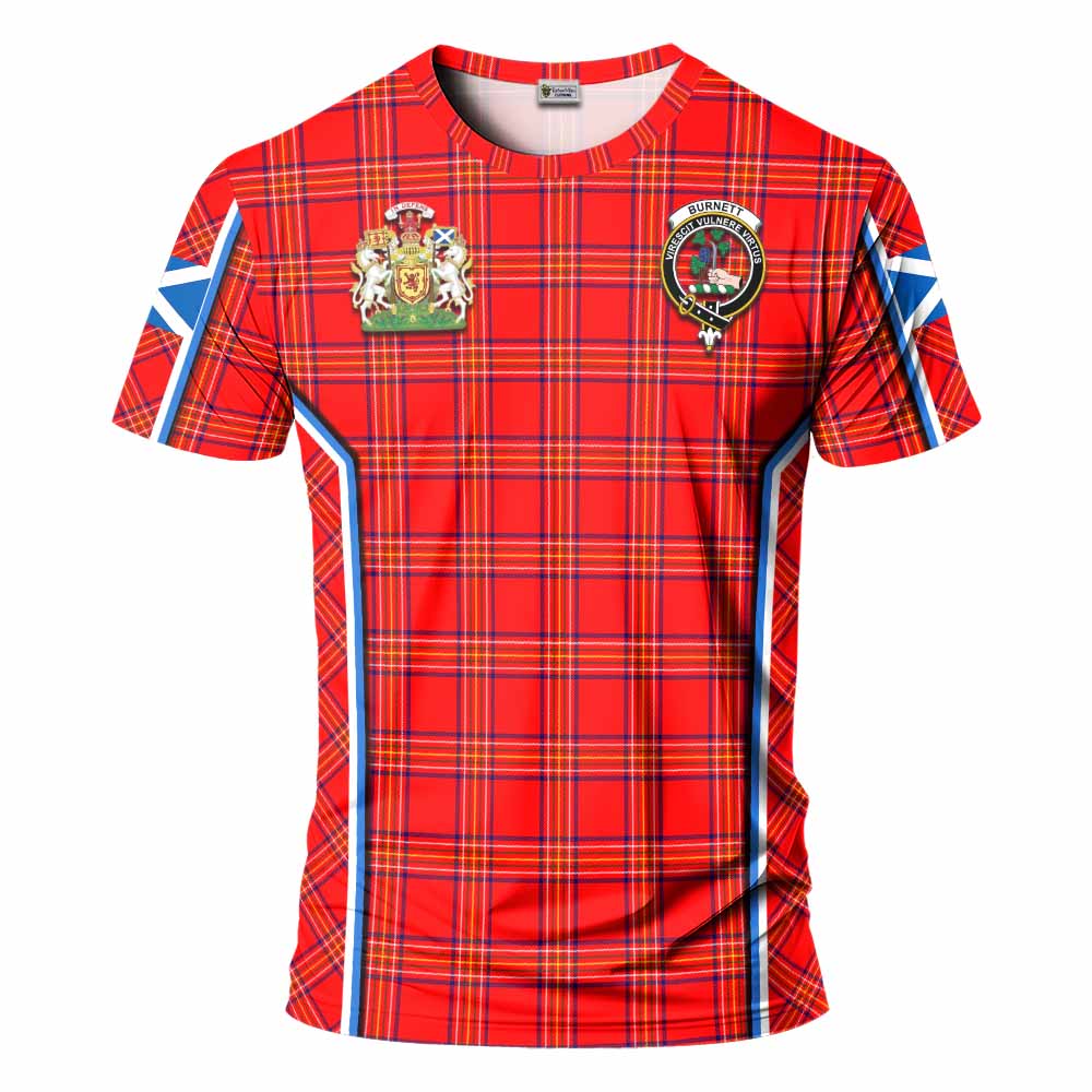 Burnett Tartan Crest T-shirt Scotland Coat of Arm Flag Style - Tartan Vibes Clothing