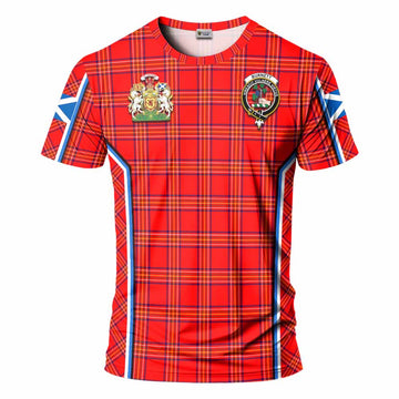 Burnett Tartan Crest T-shirt Scotland Coat of Arm Flag Style