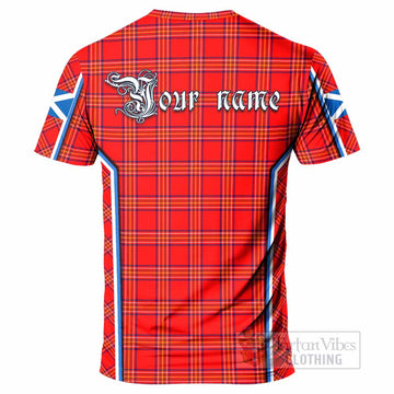 Burnett Tartan Crest T-shirt Scotland Coat of Arm Flag Style