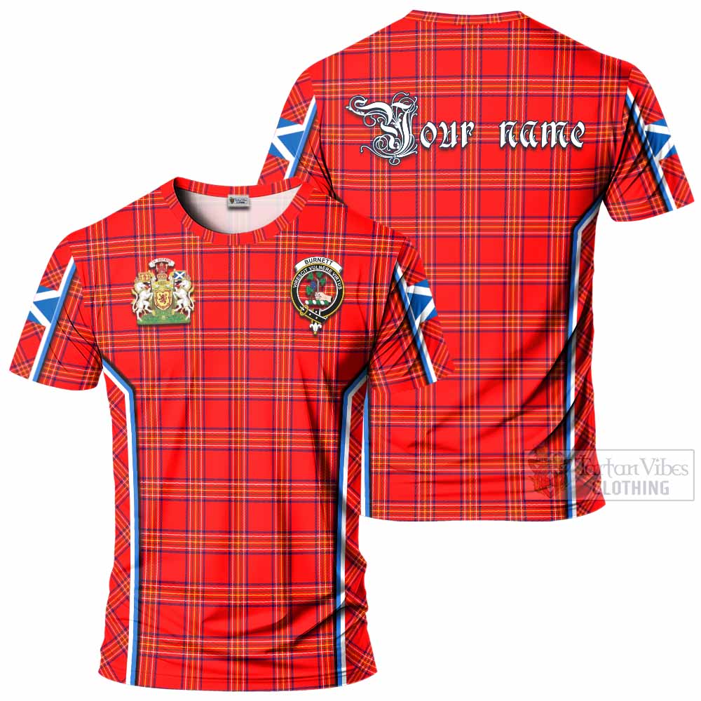 Burnett Tartan Crest T-shirt Scotland Coat of Arm Flag Style - Tartan Vibes Clothing