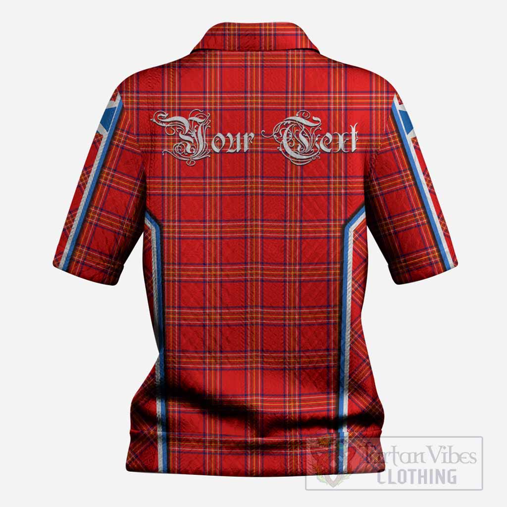 Burnett Tartan Crest Women’s Polo Sweater Top Scotland Coat of Arm Flag Style