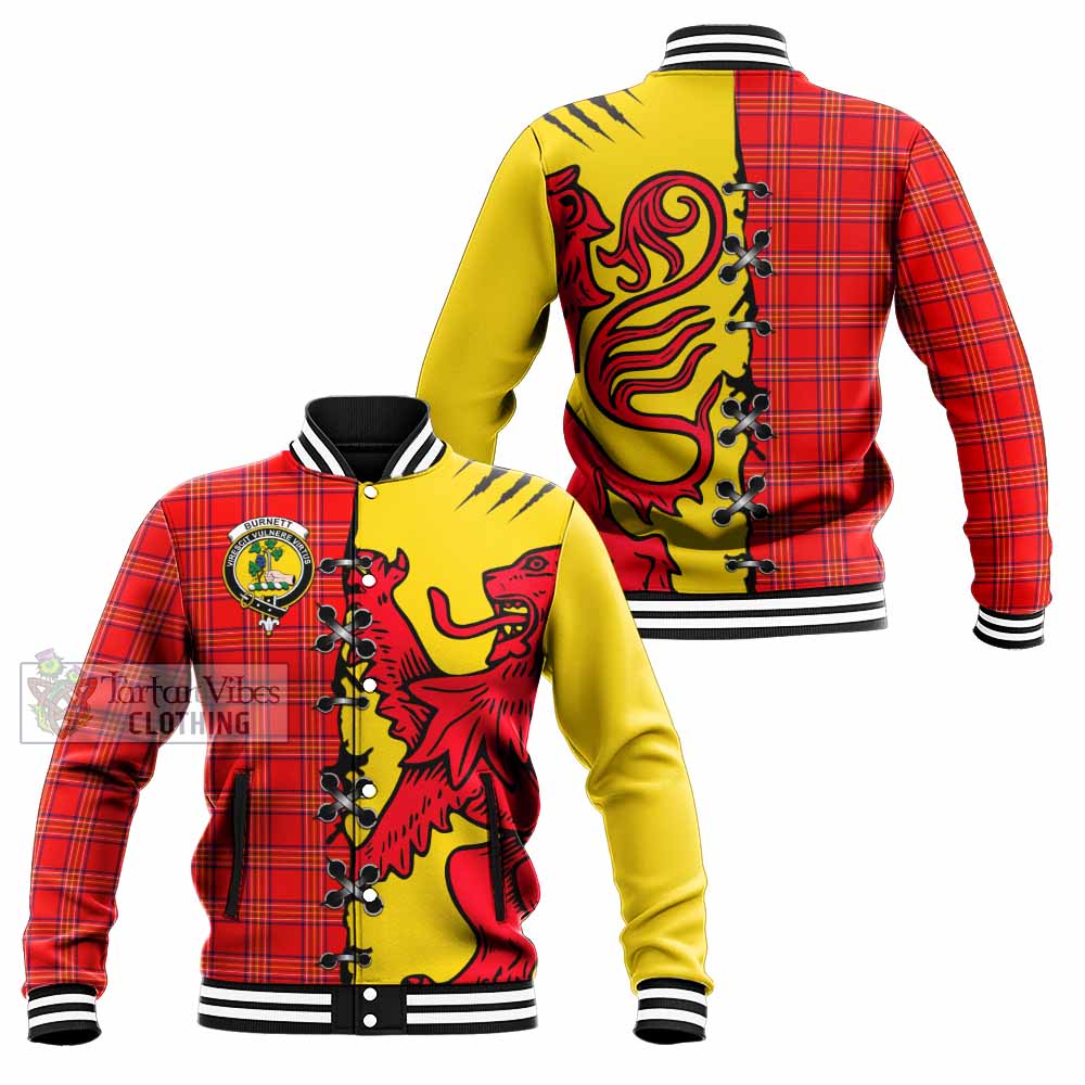 Burnett Tartan Family Crest Baseball Jacket Lion Rampant Honor - Tartan Vibes Clothing