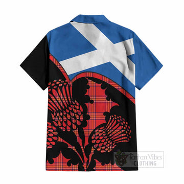 Burnett Tartan Family Crest Cotton Hawaiian Shirt Scotland Thistle Floral Flag Style