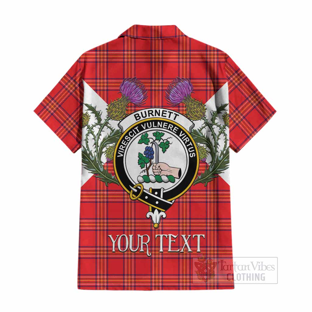 Burnett Tartan Family Crest Cotton Hawaiian Shirt Scottish Burns Night Thistle Floral