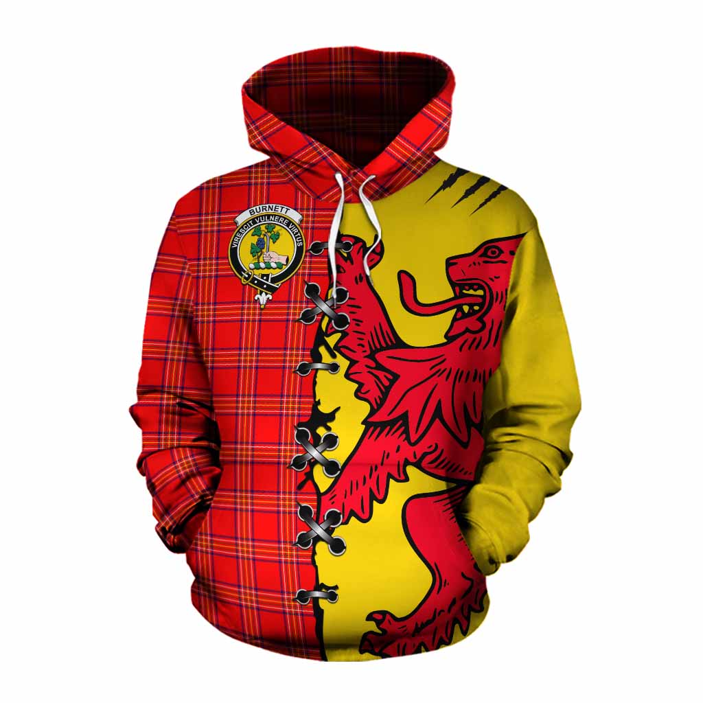 Burnett Tartan Family Crest Cotton Hoodie Lion Rampant Honor - Tartan Vibes Clothing