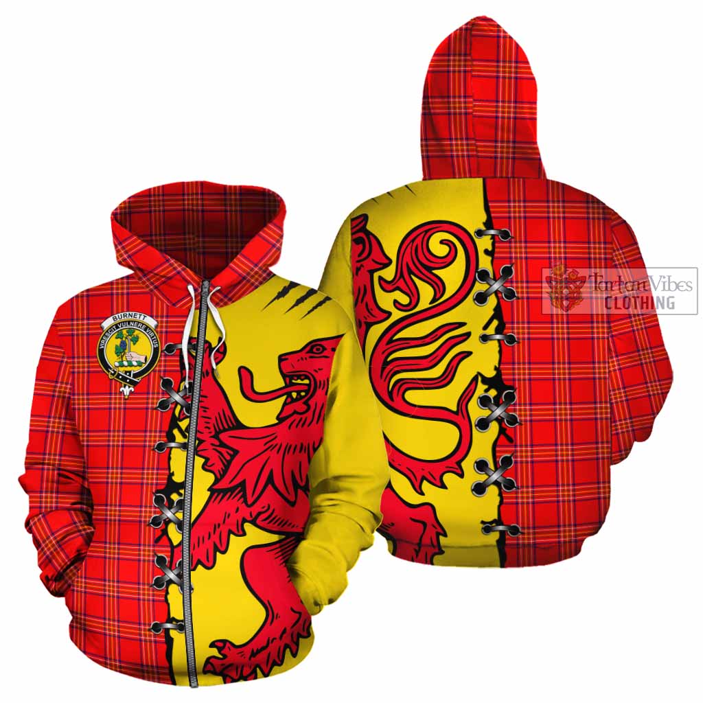 Burnett Tartan Family Crest Cotton Hoodie Lion Rampant Honor - Tartan Vibes Clothing