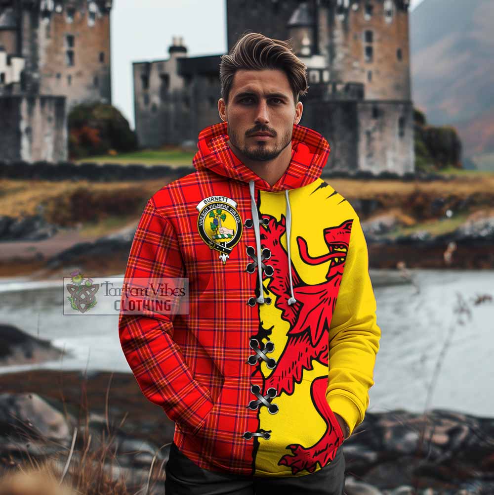 Burnett Tartan Family Crest Cotton Hoodie Lion Rampant Honor - Tartan Vibes Clothing