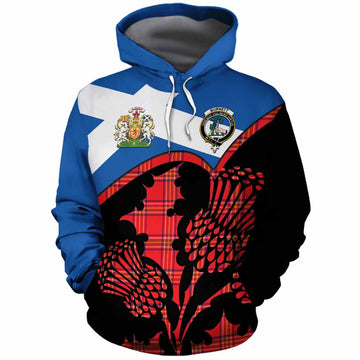 Burnett Tartan Family Crest Cotton Hoodie Scotland Thistle Floral Flag Style