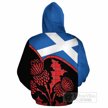 Burnett Tartan Family Crest Cotton Hoodie Scotland Thistle Floral Flag Style