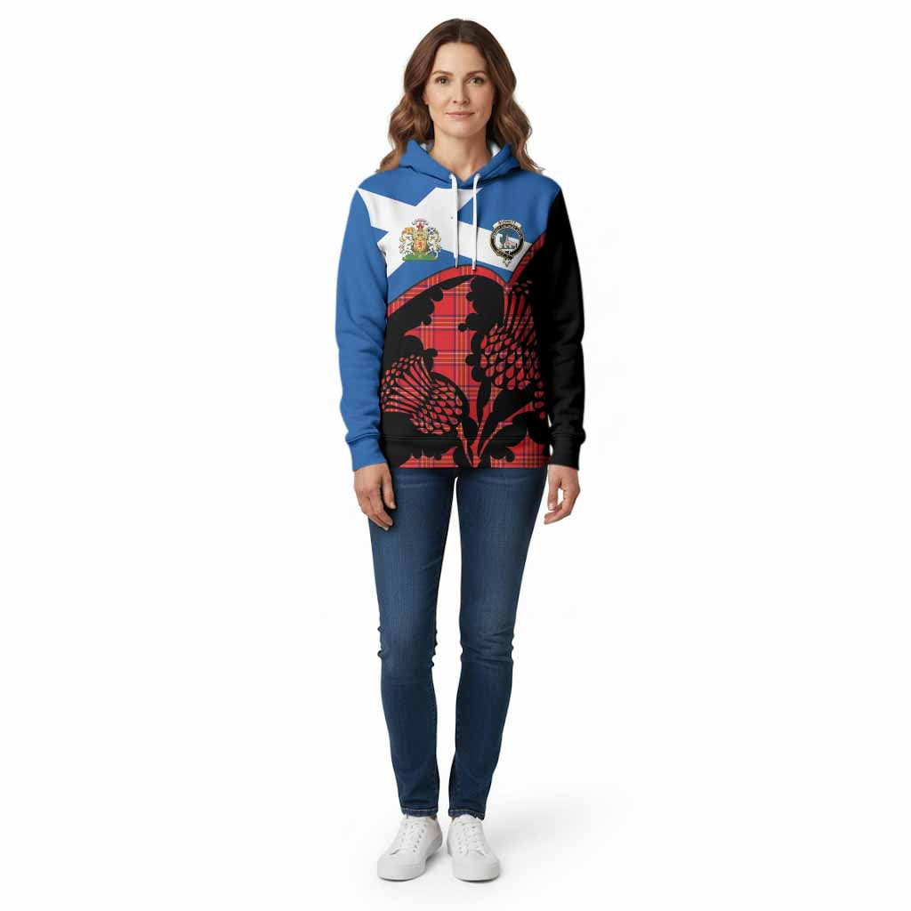 Burnett Tartan Family Crest Cotton Hoodie Scotland Thistle Floral Flag Style