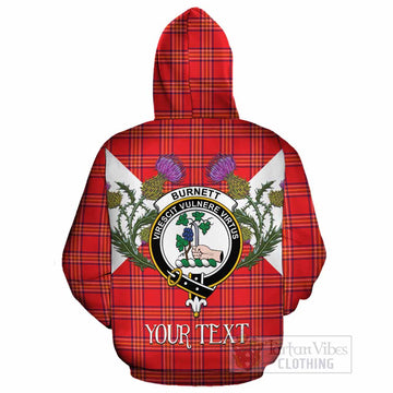 Burnett Tartan Family Crest Cotton Hoodie Scottish Burns Night Thistle Floral