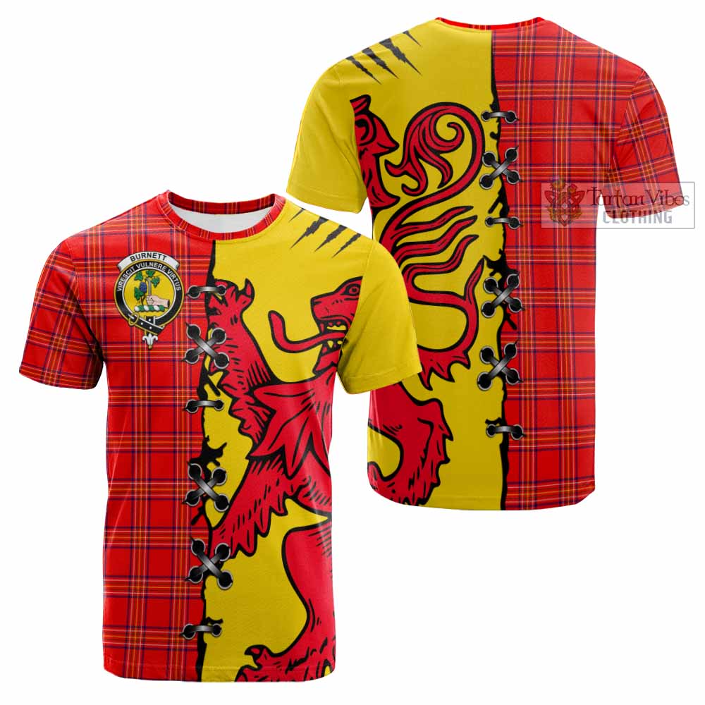 Burnett Tartan Family Crest Cotton T-shirt Lion Rampant Honor - Tartan Vibes Clothing