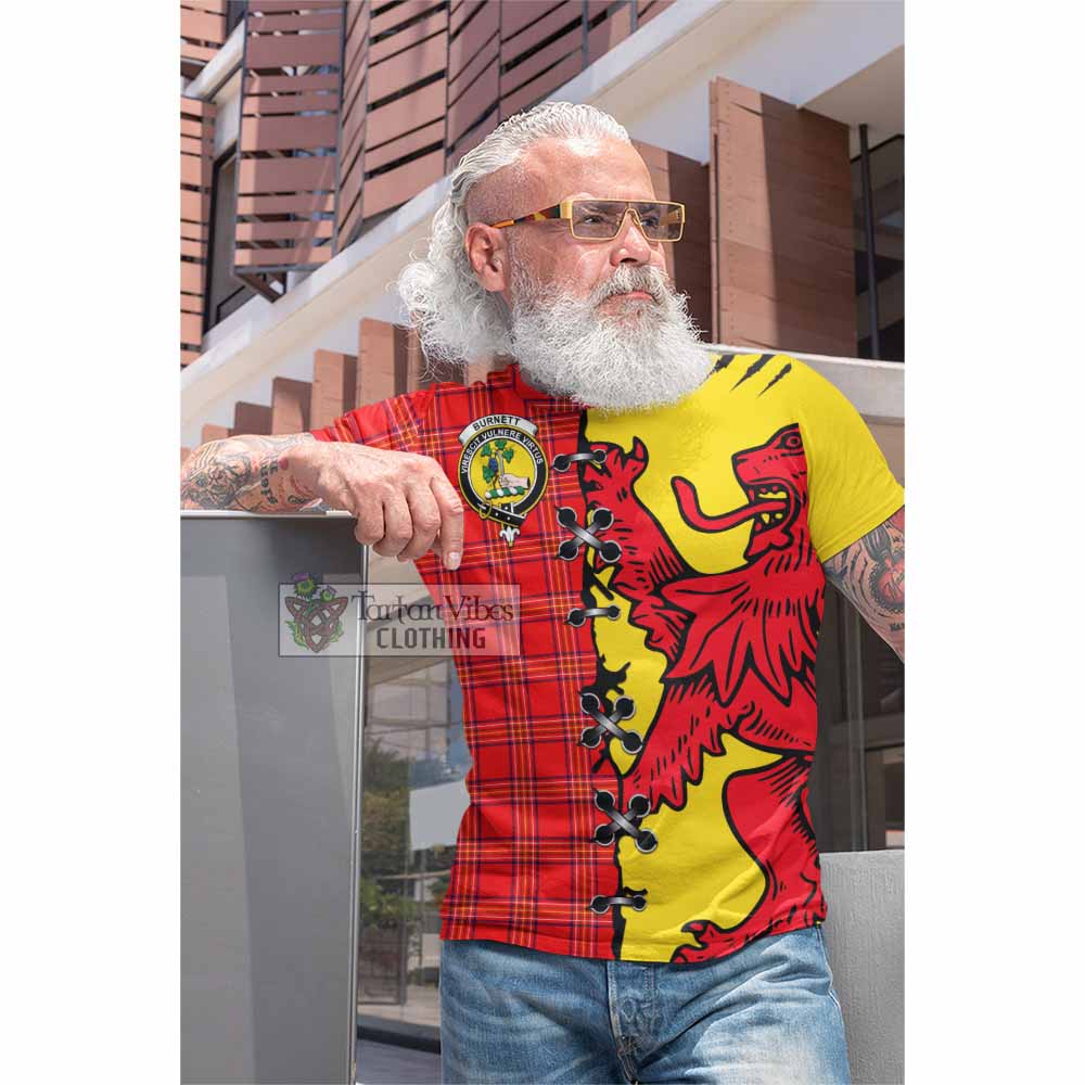 Burnett Tartan Family Crest Cotton T-shirt Lion Rampant Honor - Tartan Vibes Clothing