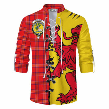 Burnett Tartan Family Crest Ghillie Kilt Shirt Lion Rampant Honor