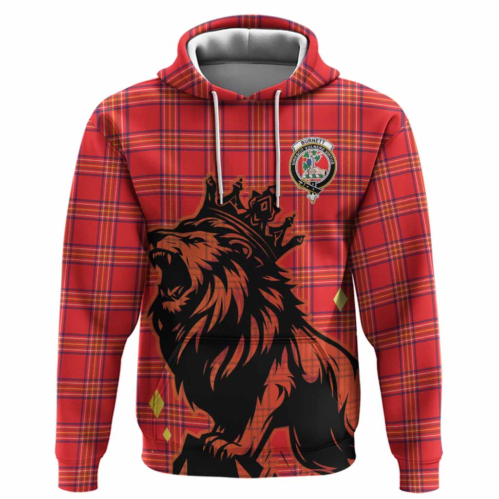 Burnett Tartan Family Crest Hoodie Crowned Lion Roaring