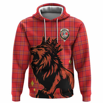 Burnett Tartan Family Crest Hoodie Crowned Lion Roaring