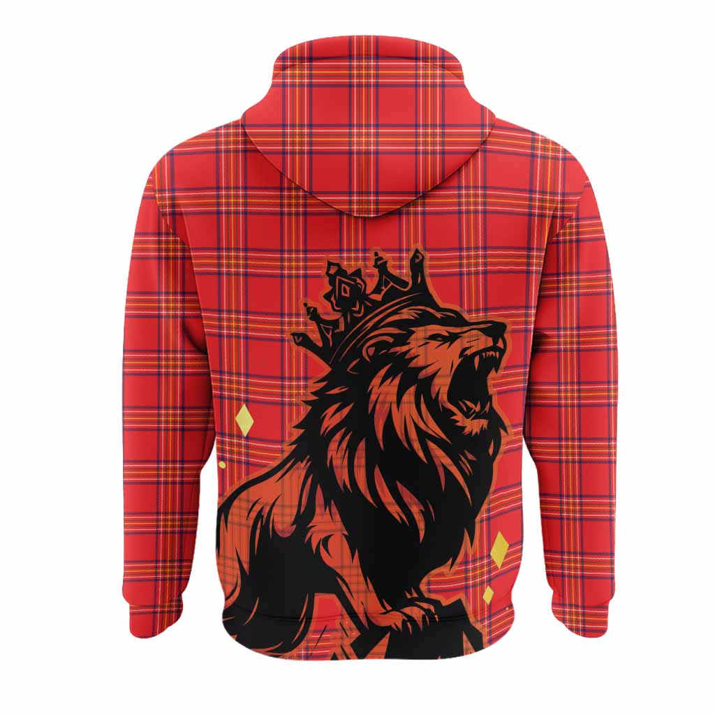 Burnett Tartan Family Crest Hoodie Crowned Lion Roaring