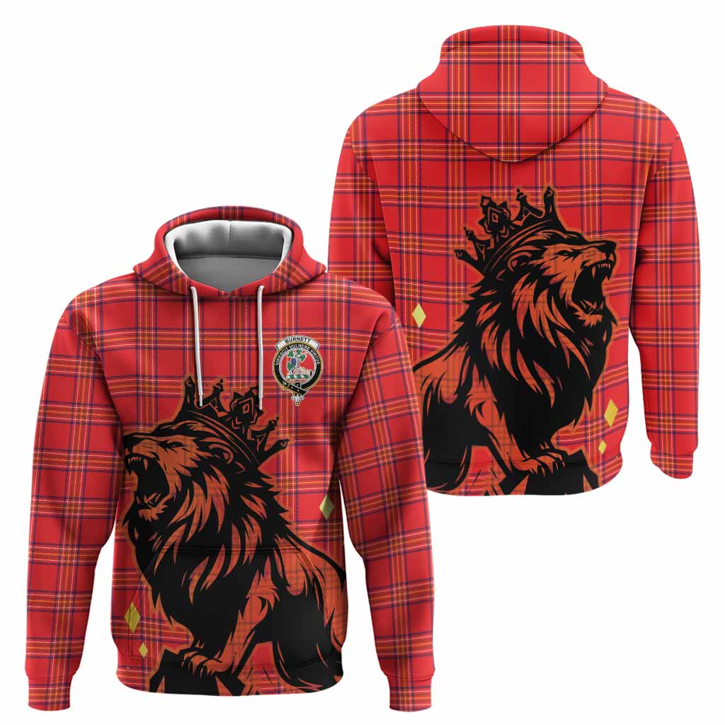 Burnett Tartan Family Crest Hoodie Crowned Lion Roaring