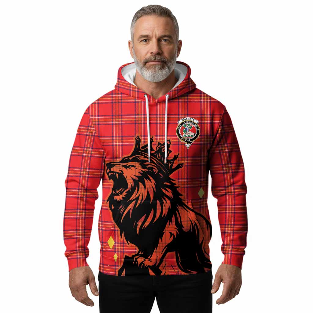 Burnett Tartan Family Crest Hoodie Crowned Lion Roaring