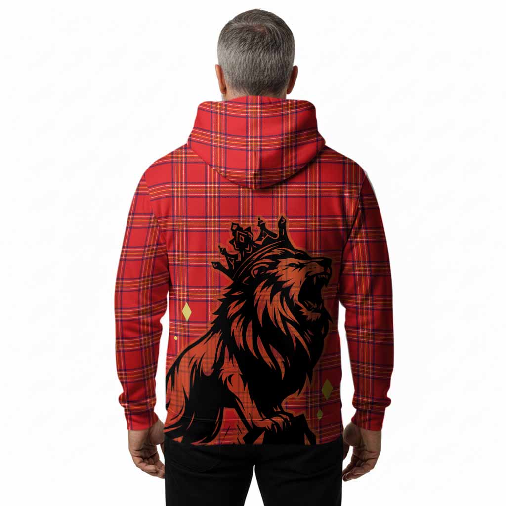 Burnett Tartan Family Crest Hoodie Crowned Lion Roaring