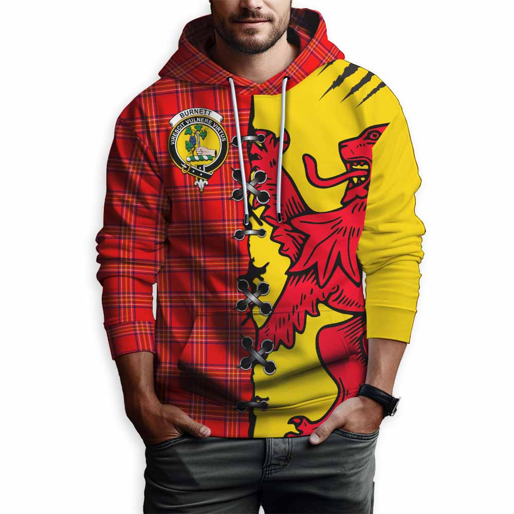 Burnett Tartan Family Crest Hoodie Lion Rampant Honor - Tartan Vibes Clothing