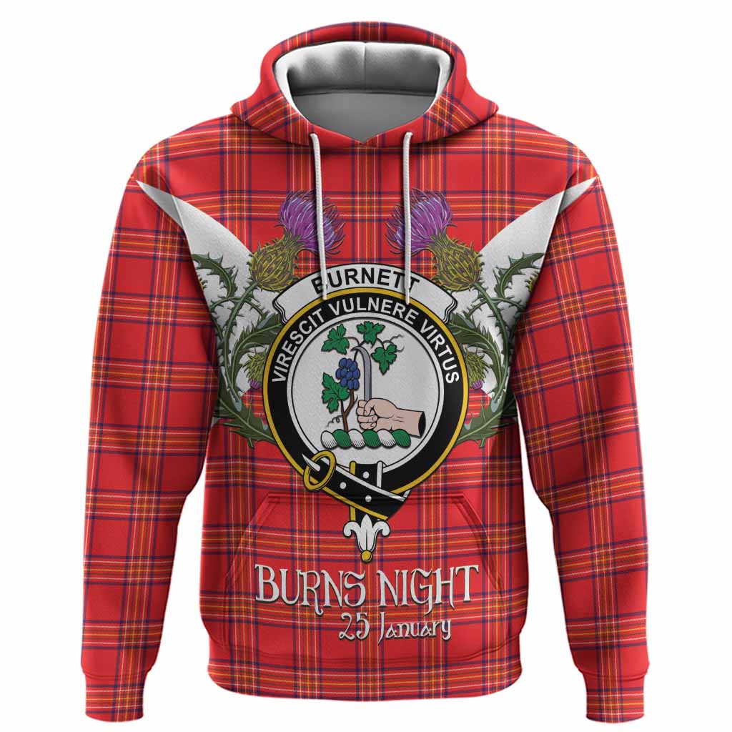Burnett Tartan Family Crest Hoodie Scottish Burns Night Thistle Floral